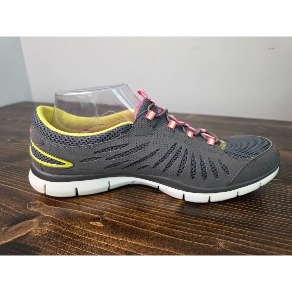 Skechers Flex Women's Sneakers Size 10 Gray Pink White Slip On Running Shoes - Picture 7 of 15